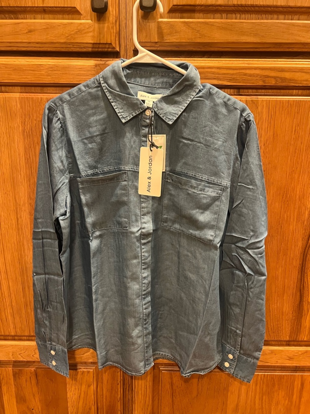 Alex & Jordan Washed Blue Button-Up Shirt